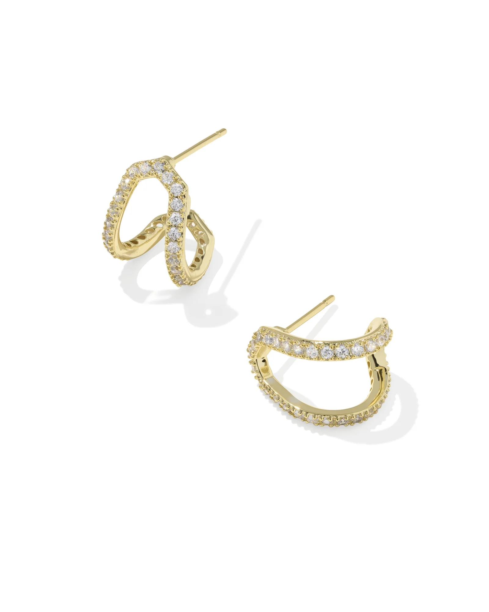 Daphne Pave Gold Huggie Earrings - 1