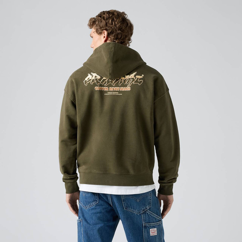 TWO HORSE BOXY GRUNGE WASH HOODIE SWEATSHIRT 4