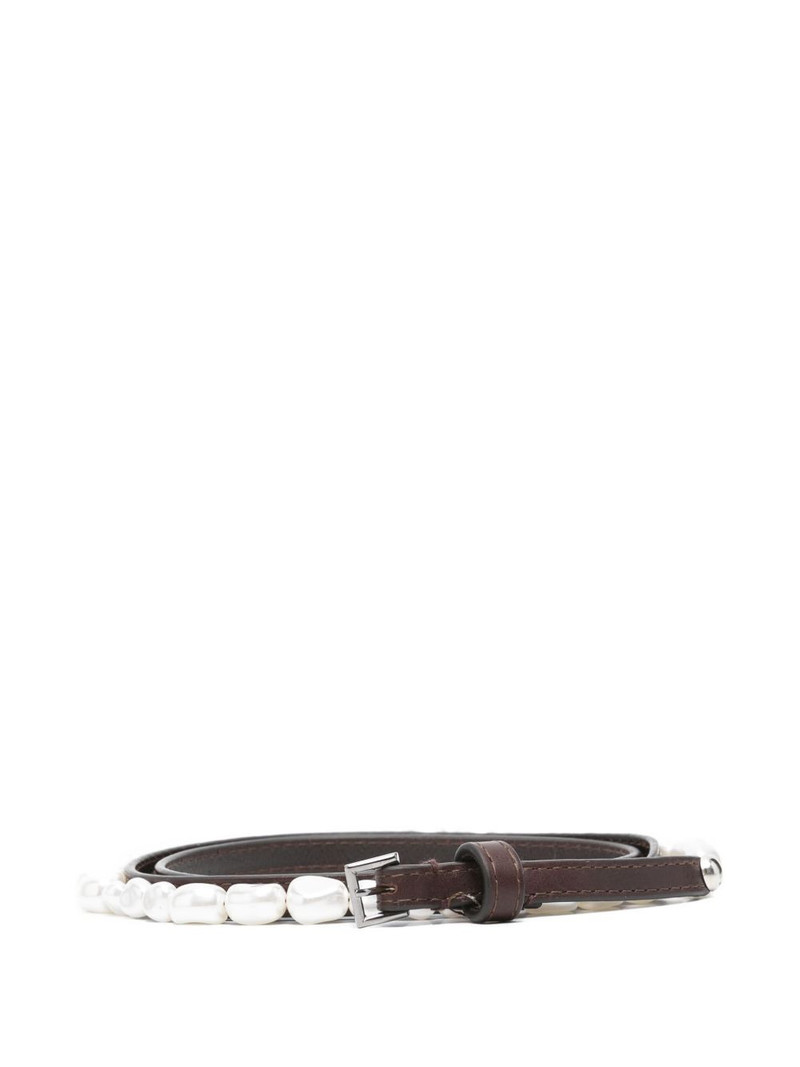 pearl-embellished leather belt 1