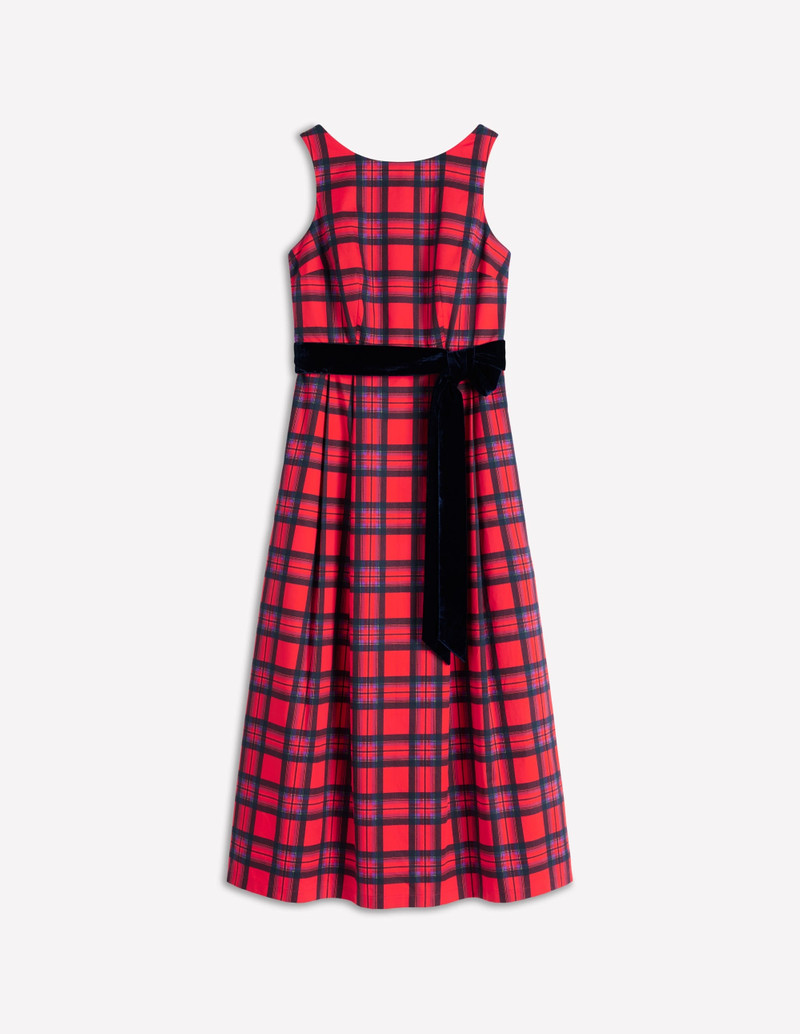 Scoop Back Check Dress-Red, Navy and Purple Check 1