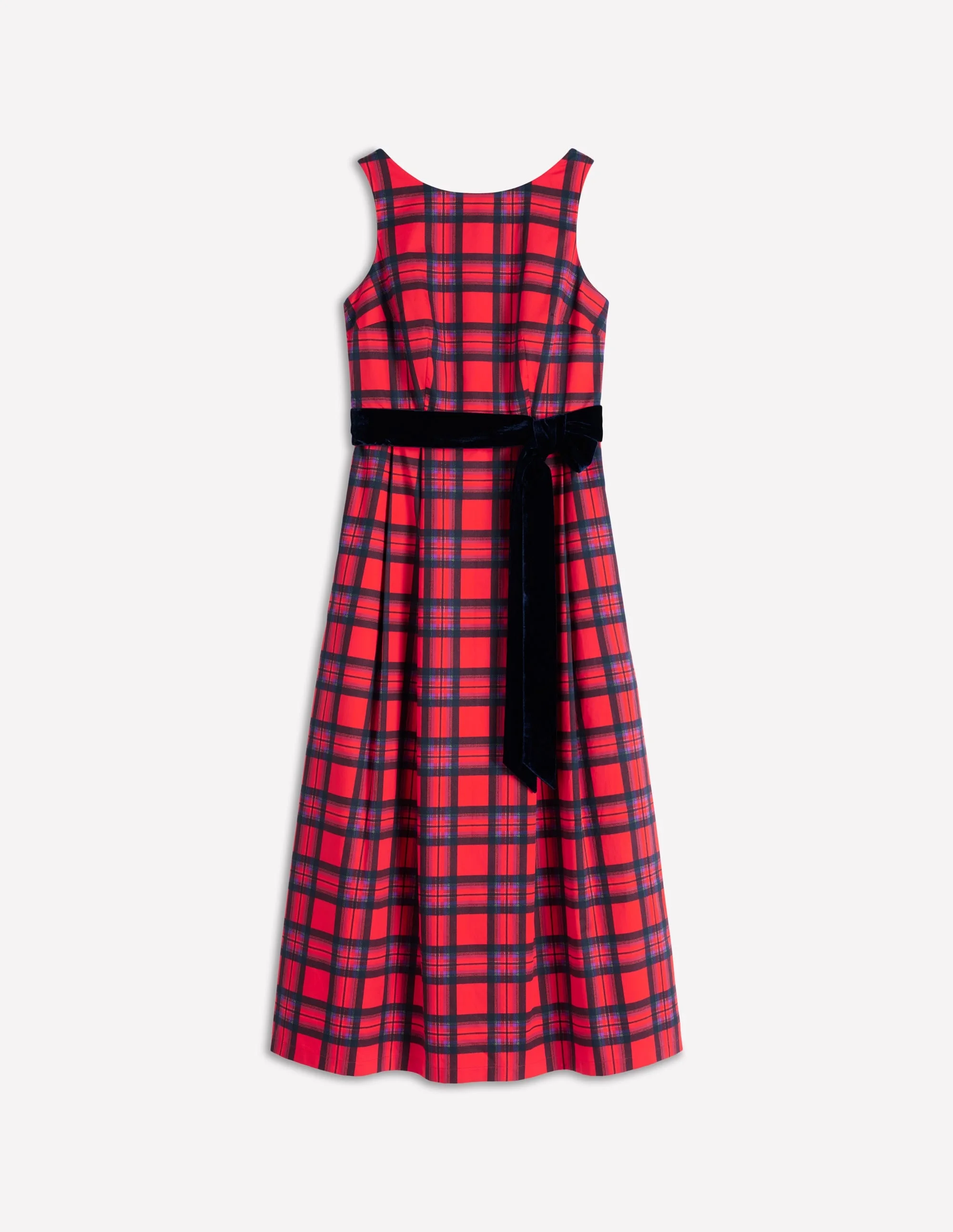 Scoop Back Check Dress-Red, Navy and Purple Check - 1