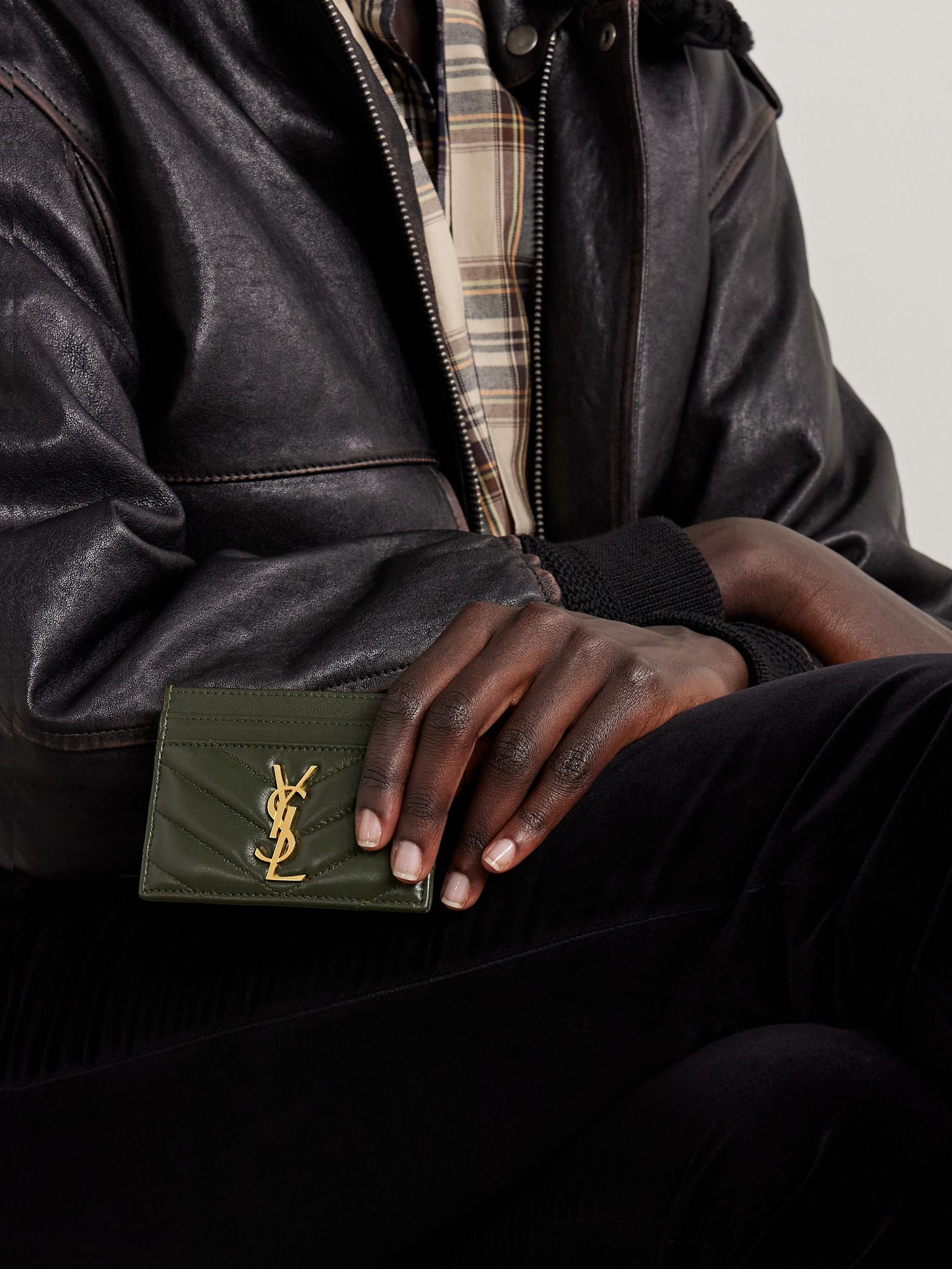 Cassandre matelassé leather cardholder Dark green - 2