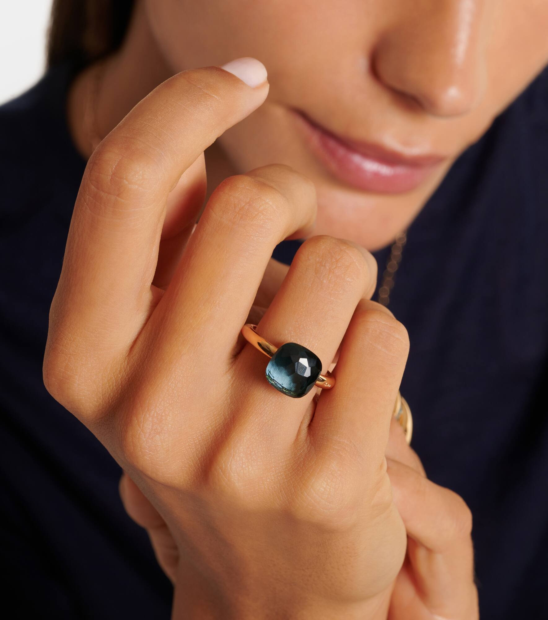 Nudo 18kt gold ring with London Blue topaz - 3