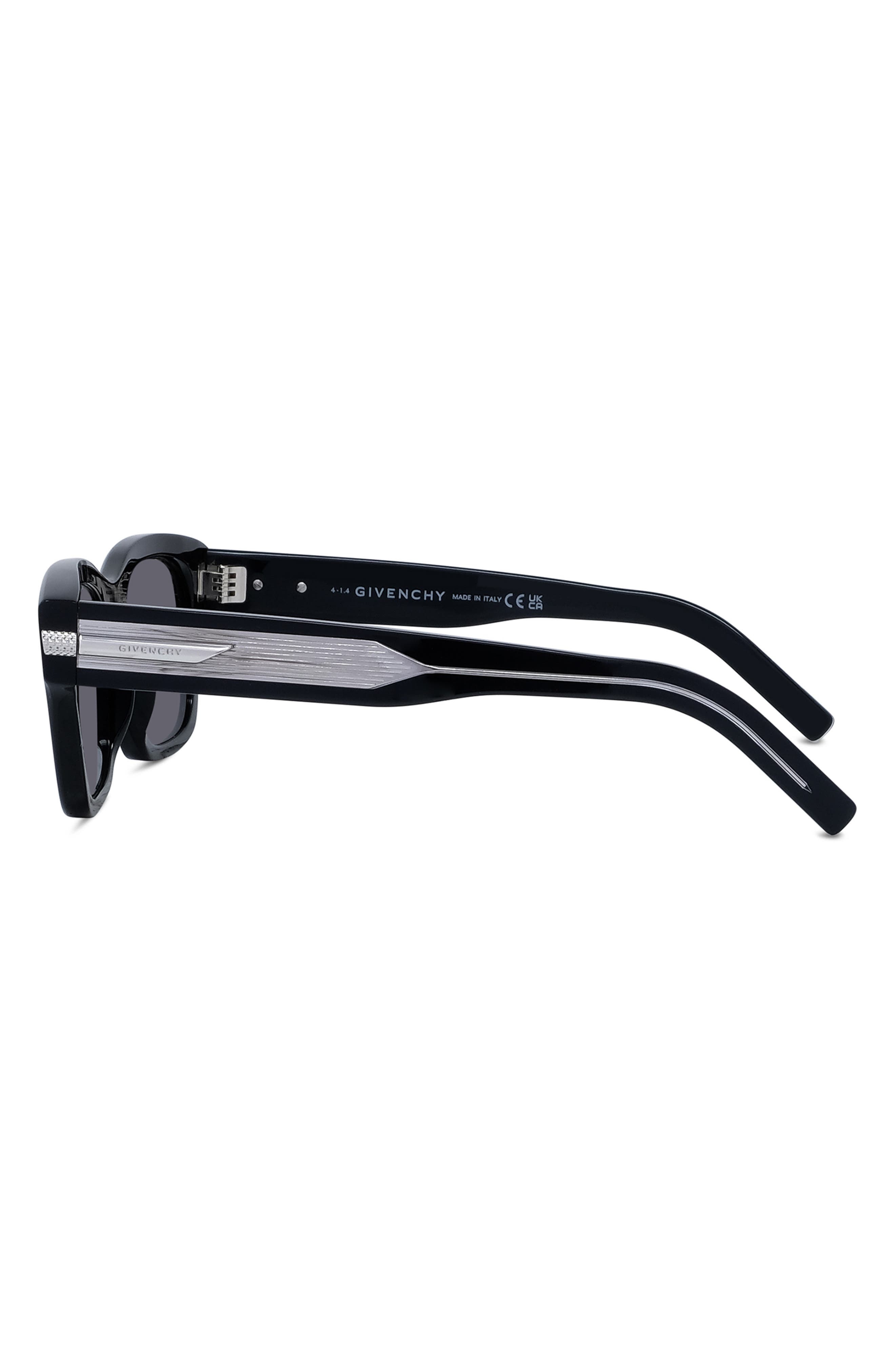 Givenchy GV One 52mm Rectangular Sunglasses in Shiny Black /Smoke at Nordstrom - 3