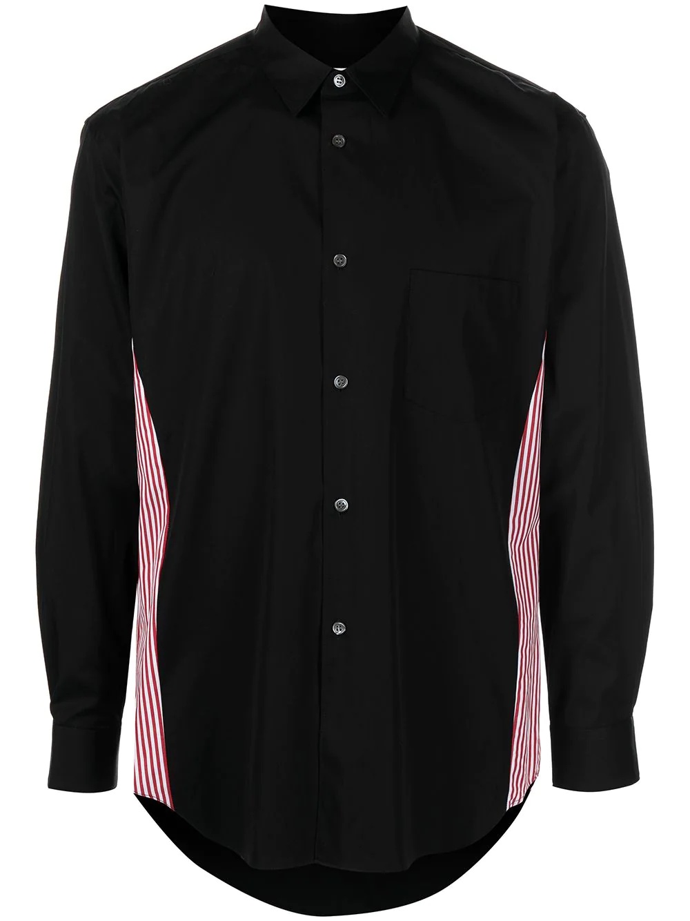 striped-panel cotton shirt - 1