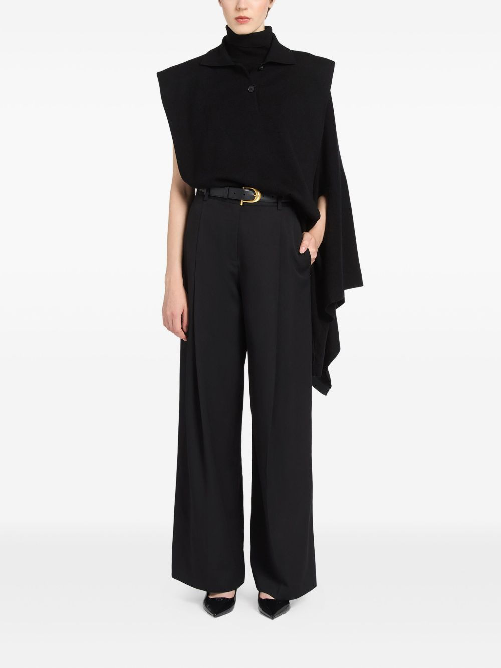 polo-neck cape sweater - 2