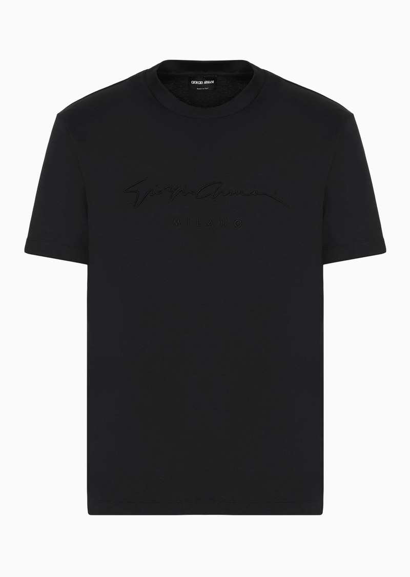 Pure cotton interlock T-shirt with embroidered logo - 1