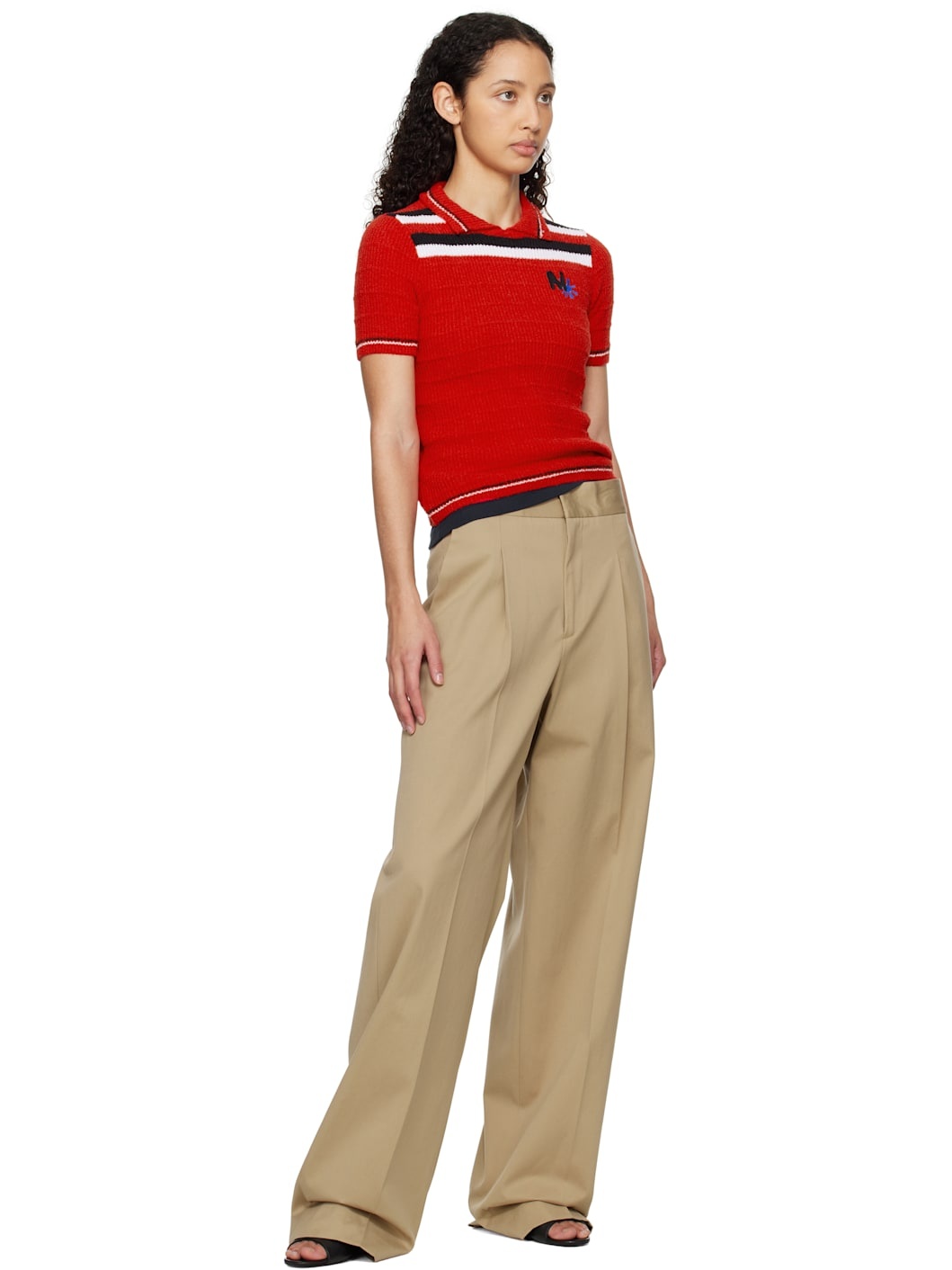 Beige Faille Pleats Trousers - 4
