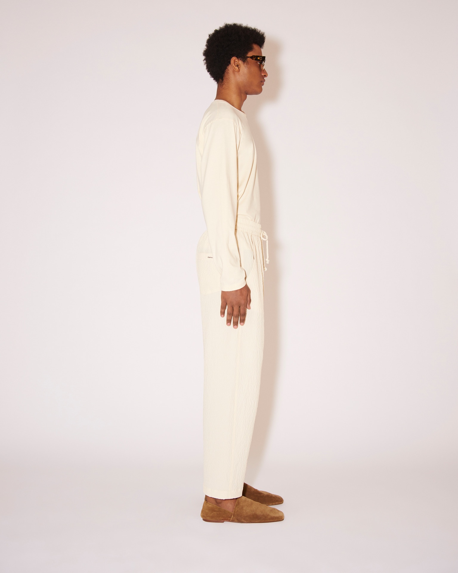 JIRO - Seersucker pants - Creme - 2