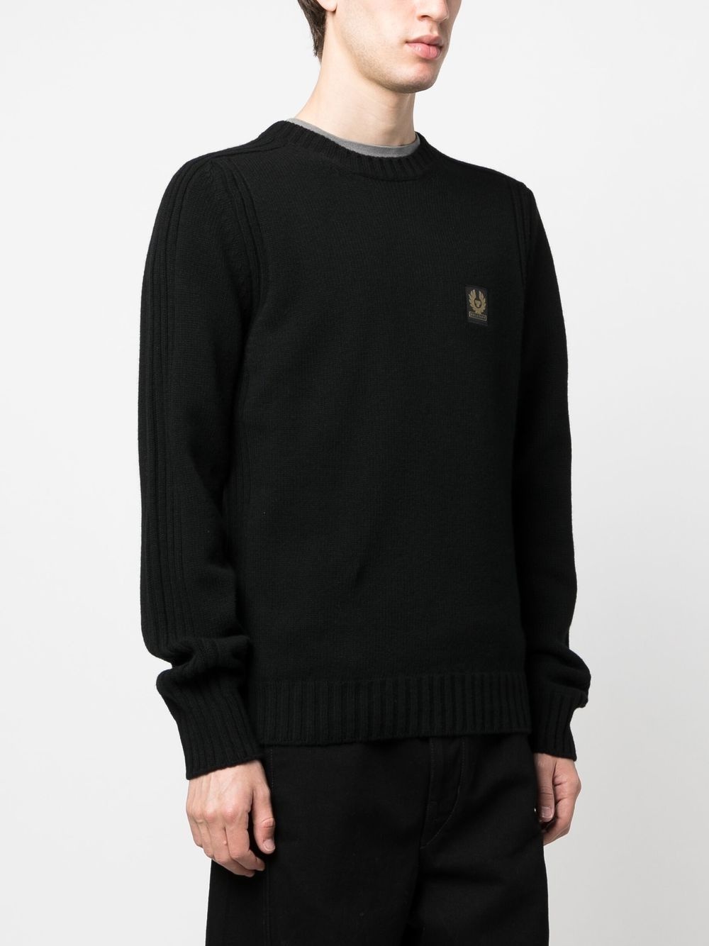 logo-patch wool sweatshirt - 3