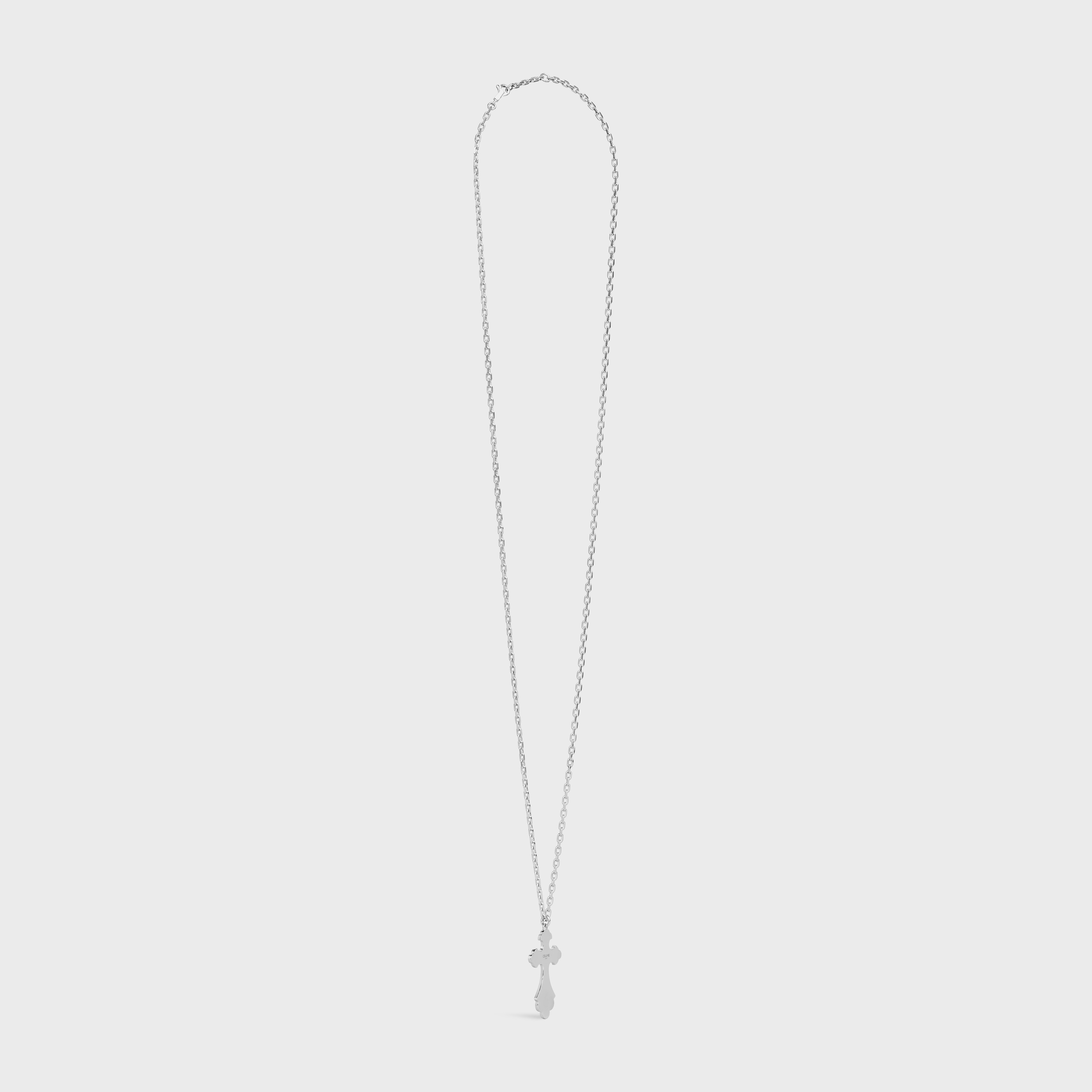 CELINE Teen Knight Poem Cross Necklace in Sterling Silver