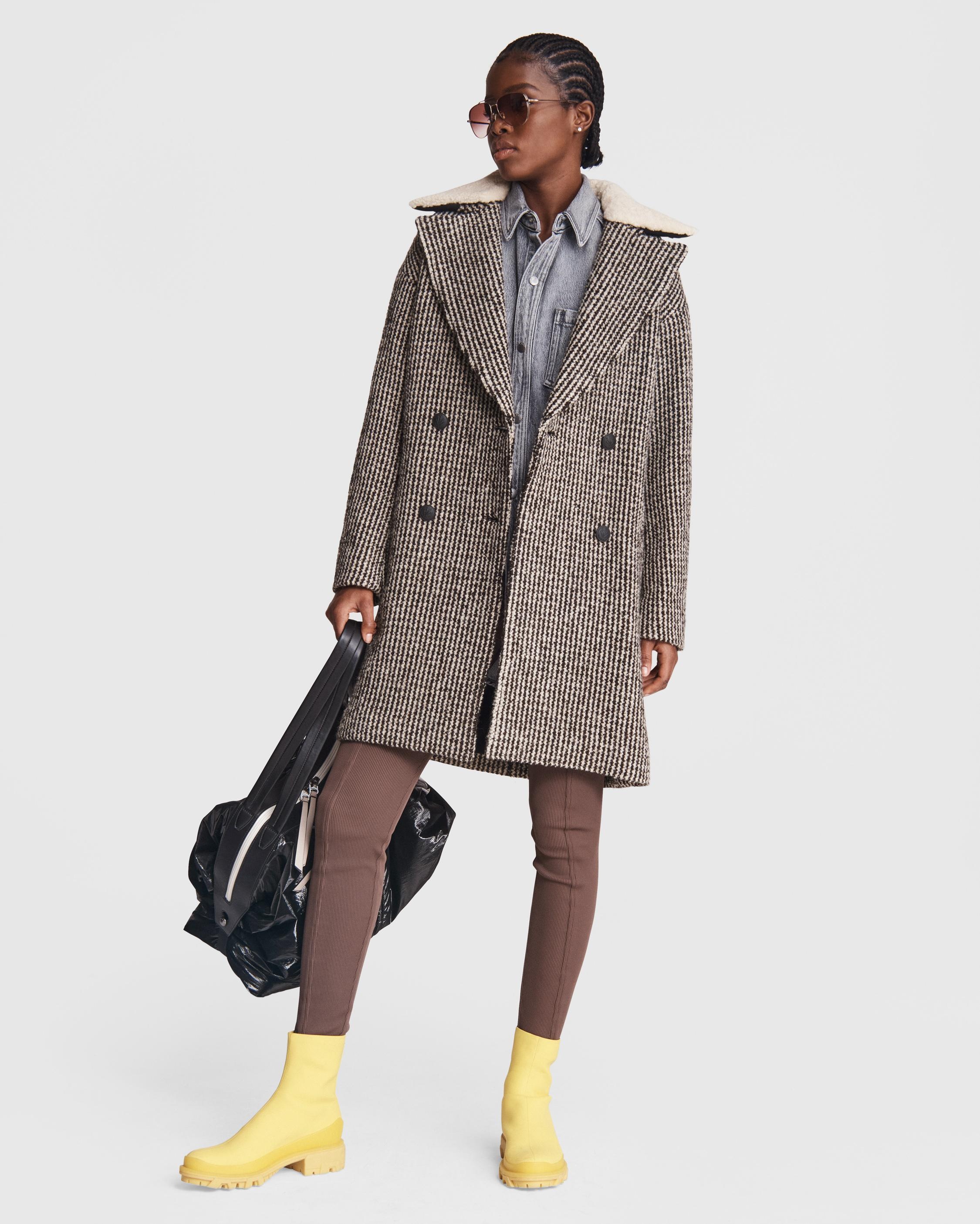Mina Wool Cocoon Plaid Coat - 3