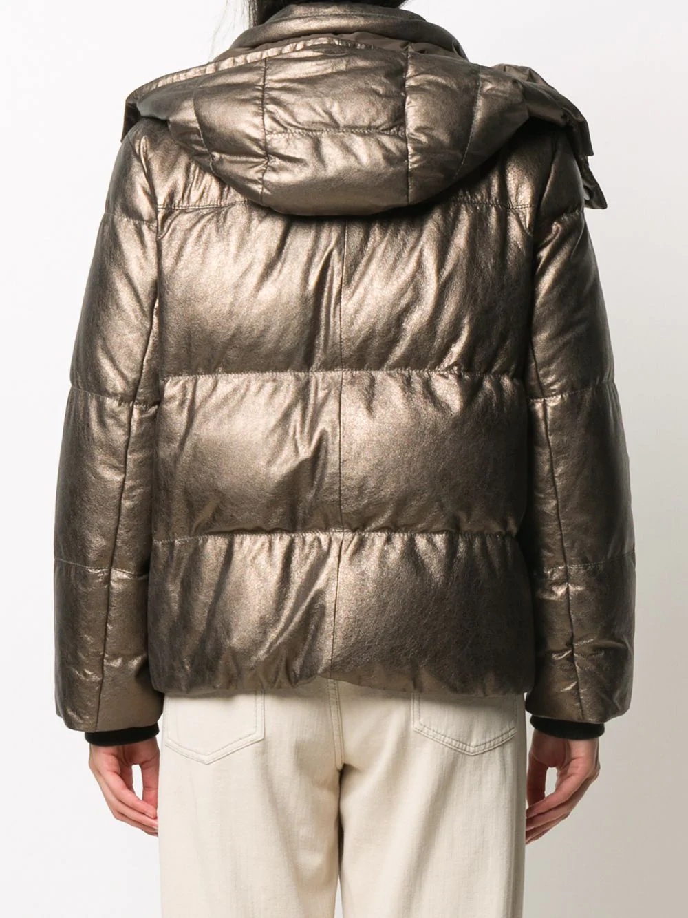 metallic sheen puffer jacket - 4