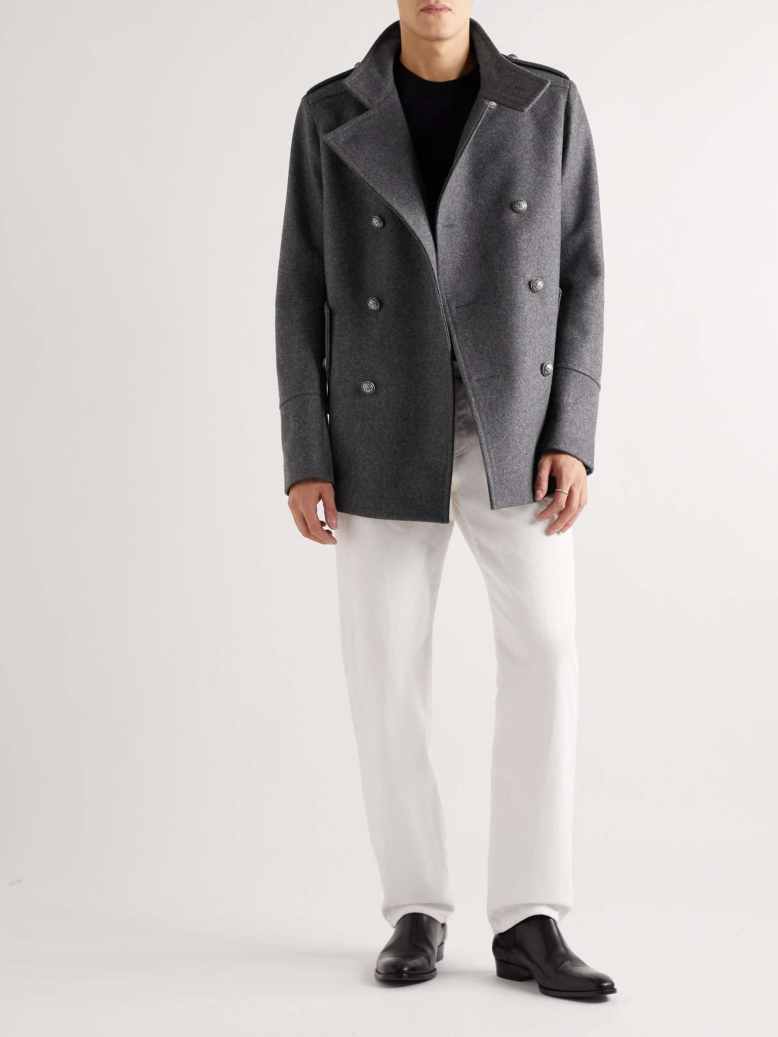 Double-Breasted Wool-Blend Peacoat - 2