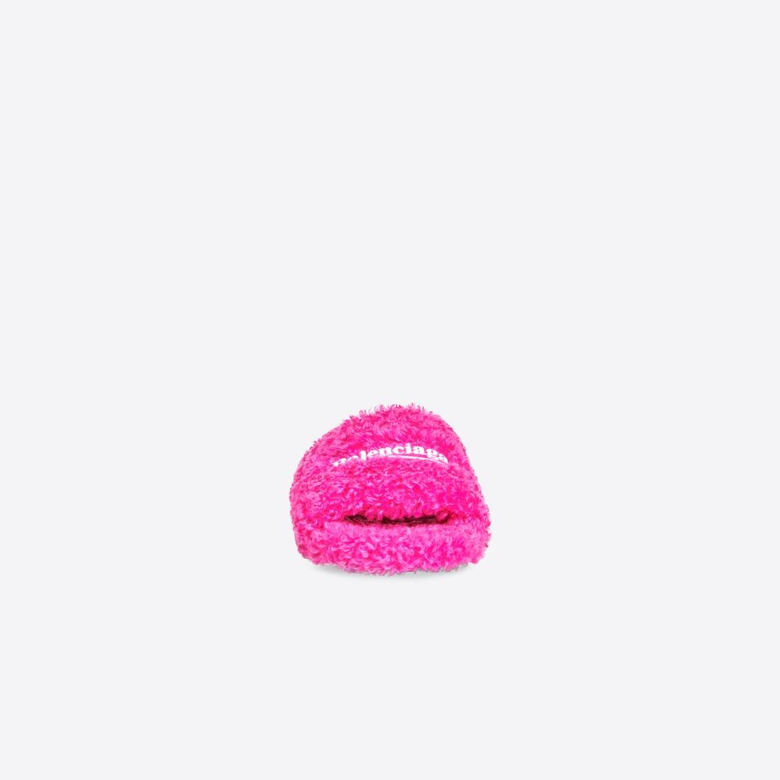 Women's Furry Slide Sandal in Pink - 3