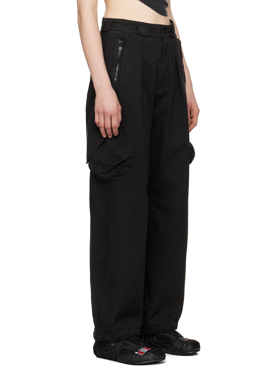 Black Dyed Cargo Pants - 2