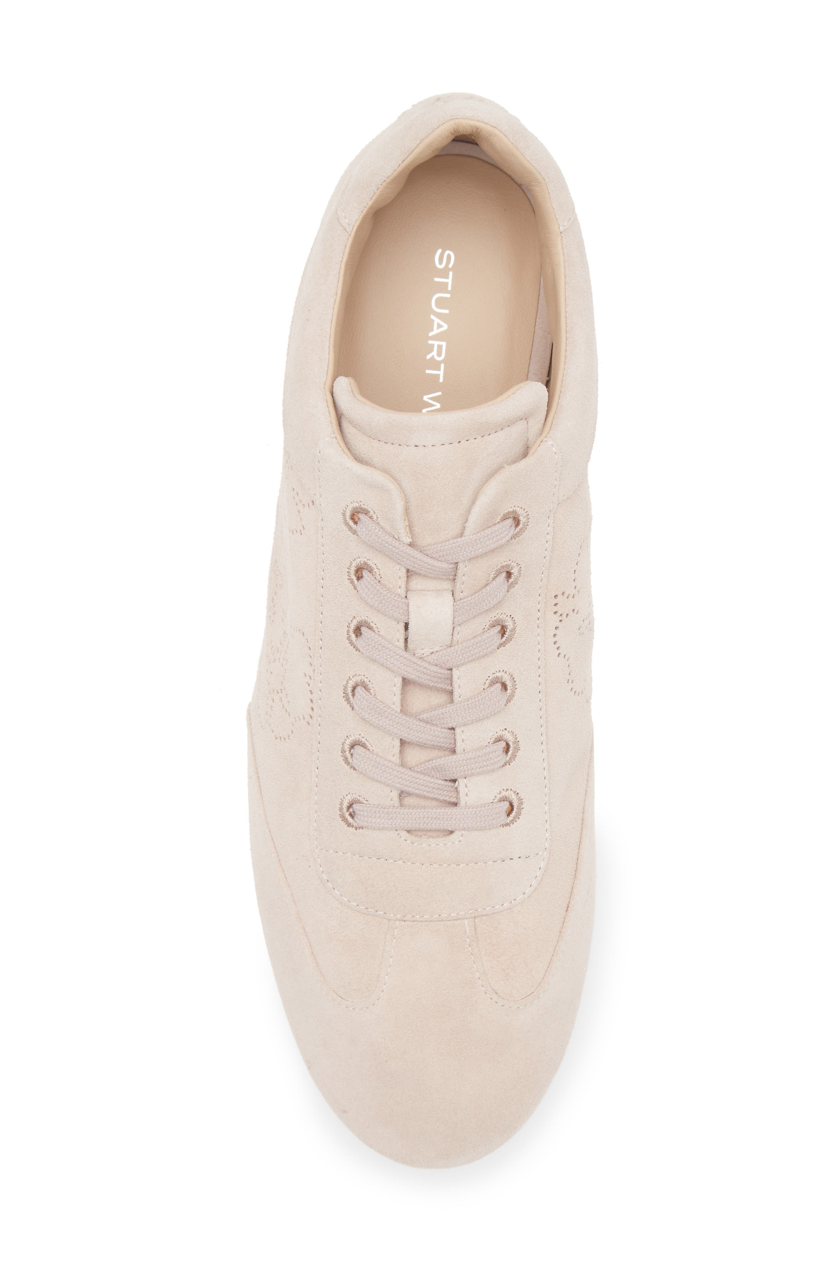 Stuart Weitzman Cruz Perforated Suede Sneaker in Cipria at Nordstrom - 5