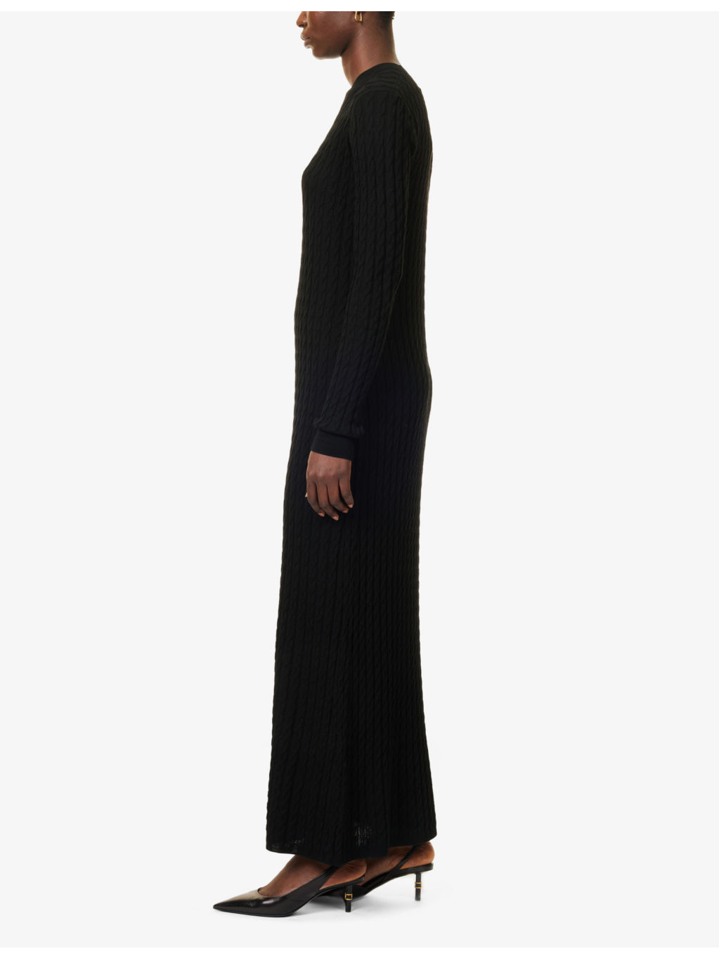 Cable-knit round neck wool maxi dress - 3