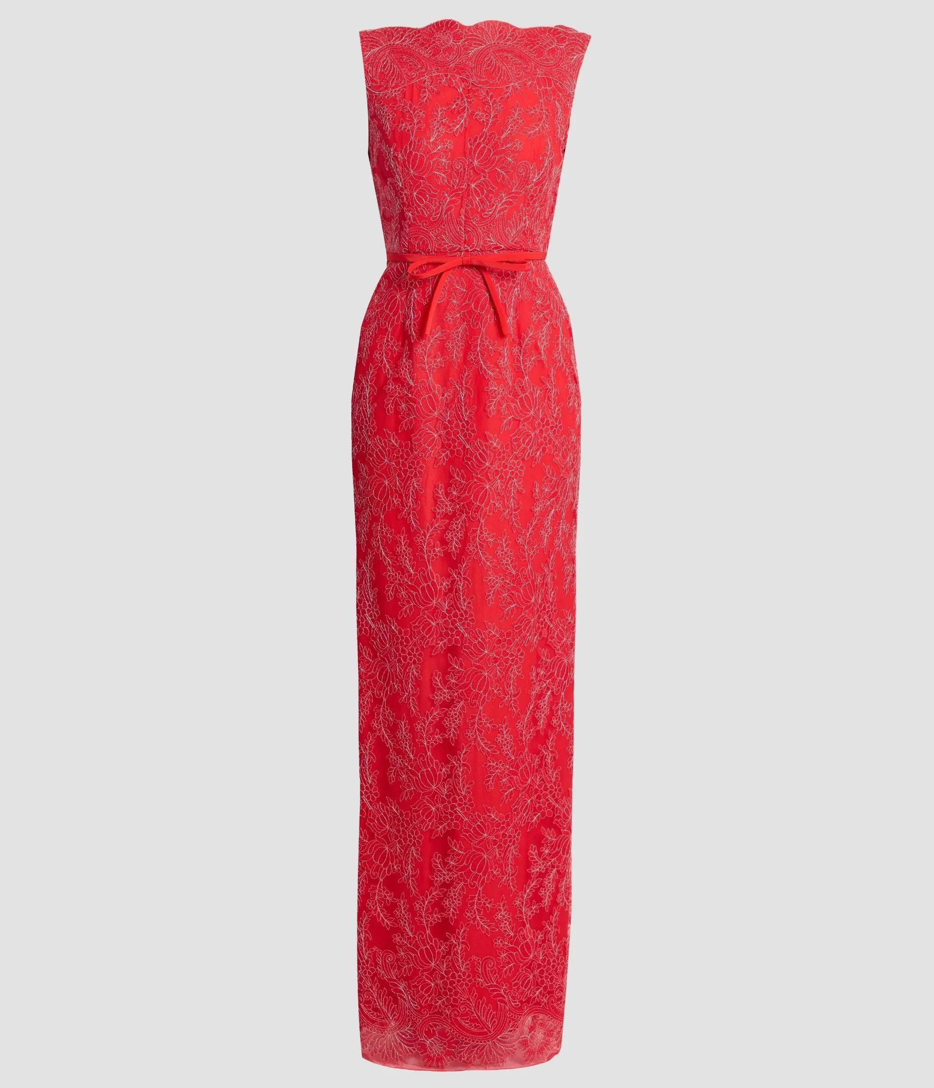 FLORAL LACE TULLE SLEEVELESS GOWN - 1