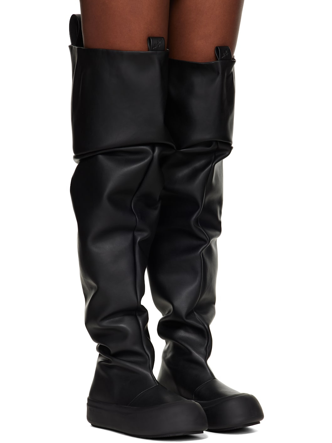 Black Thigh High Fisherman Boots - 4
