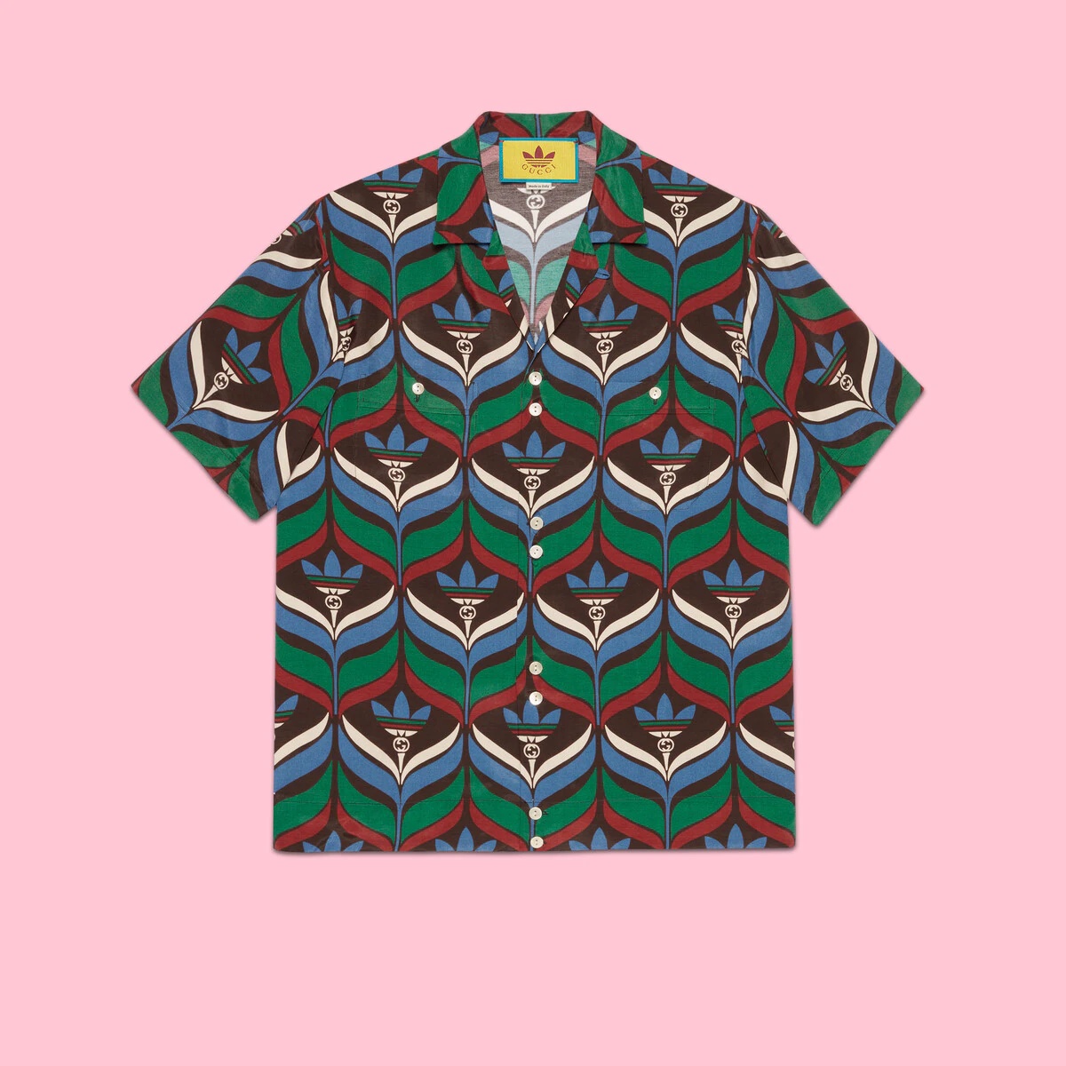 adidas x Gucci Trefoil print bowling shirt - 8