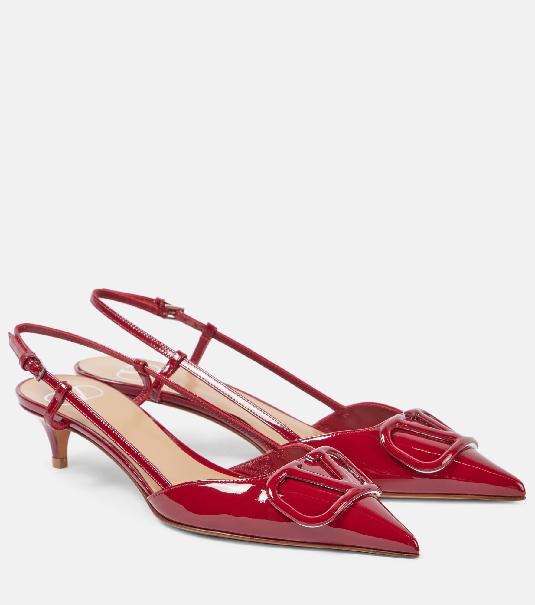 VLogo Signature patent leather slingback pumps - 1