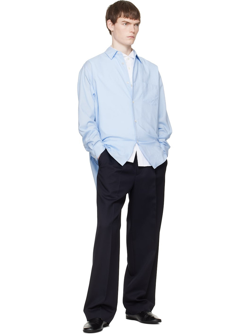 ssstein Blue Cotton Silk Oversized Regular Collar Shirt outlook