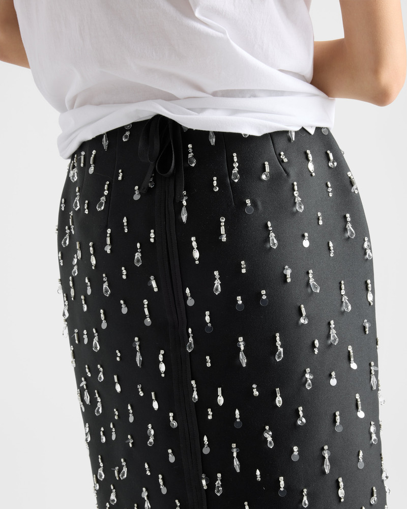 Embroidered scuba midi-skirt 4