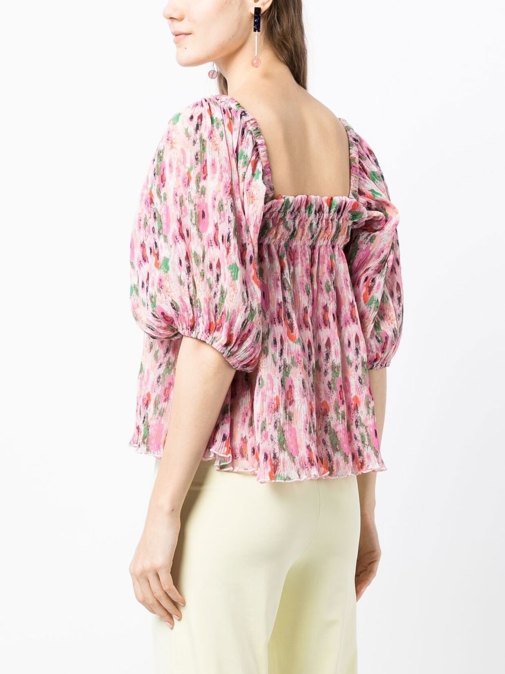 floral-print smock top - 4