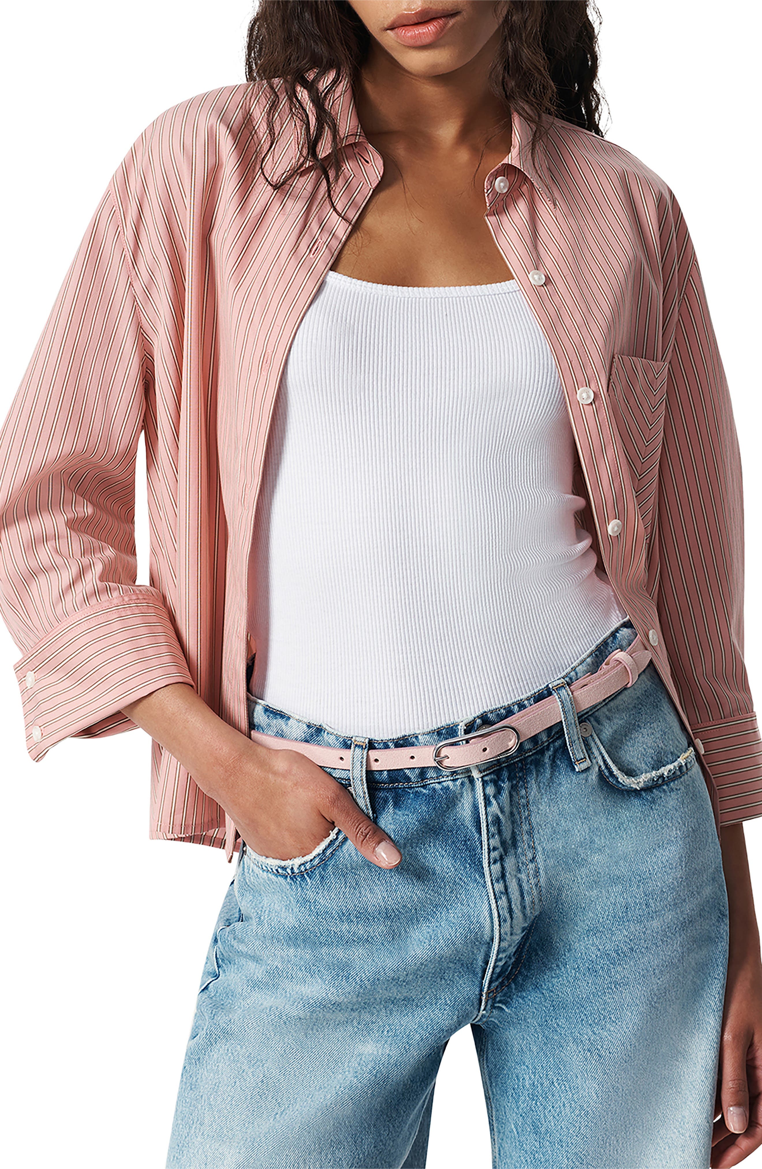 rag & bone Baby Rounded Rebound Leather Belt in Pink at Nordstrom - 2