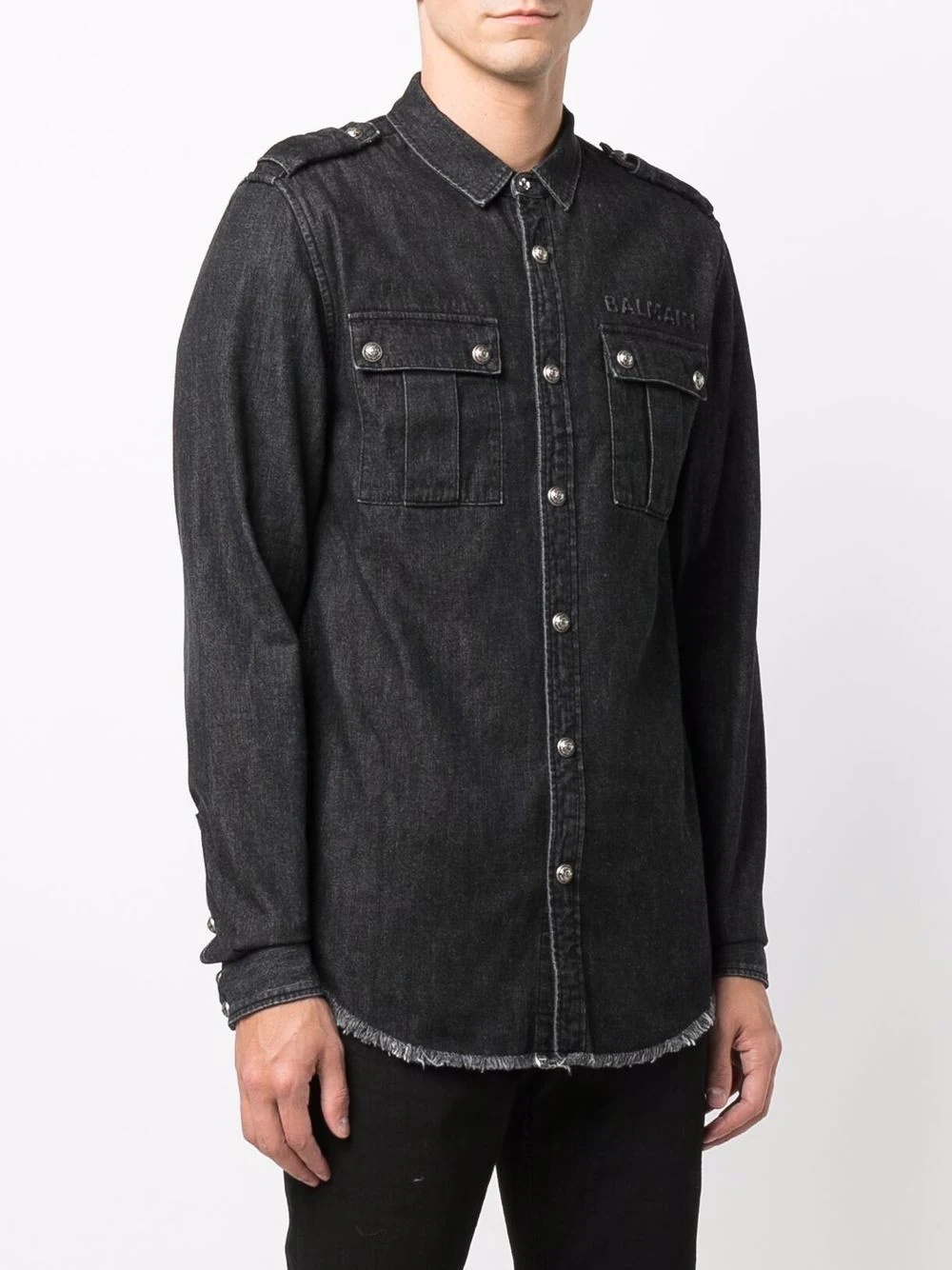 logo-detail washed denim shirt - 3