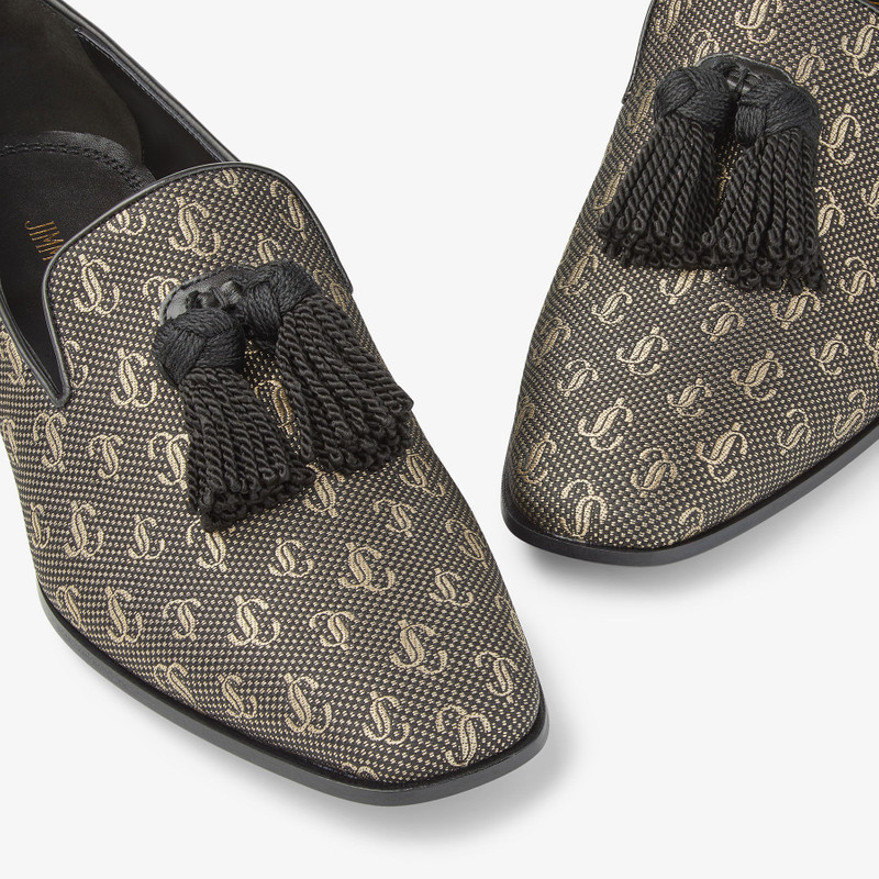 Foxley/M
Black and Gold JC Monogram Jacquard Lurex and Nappa Leather Loafers with Tassel 3