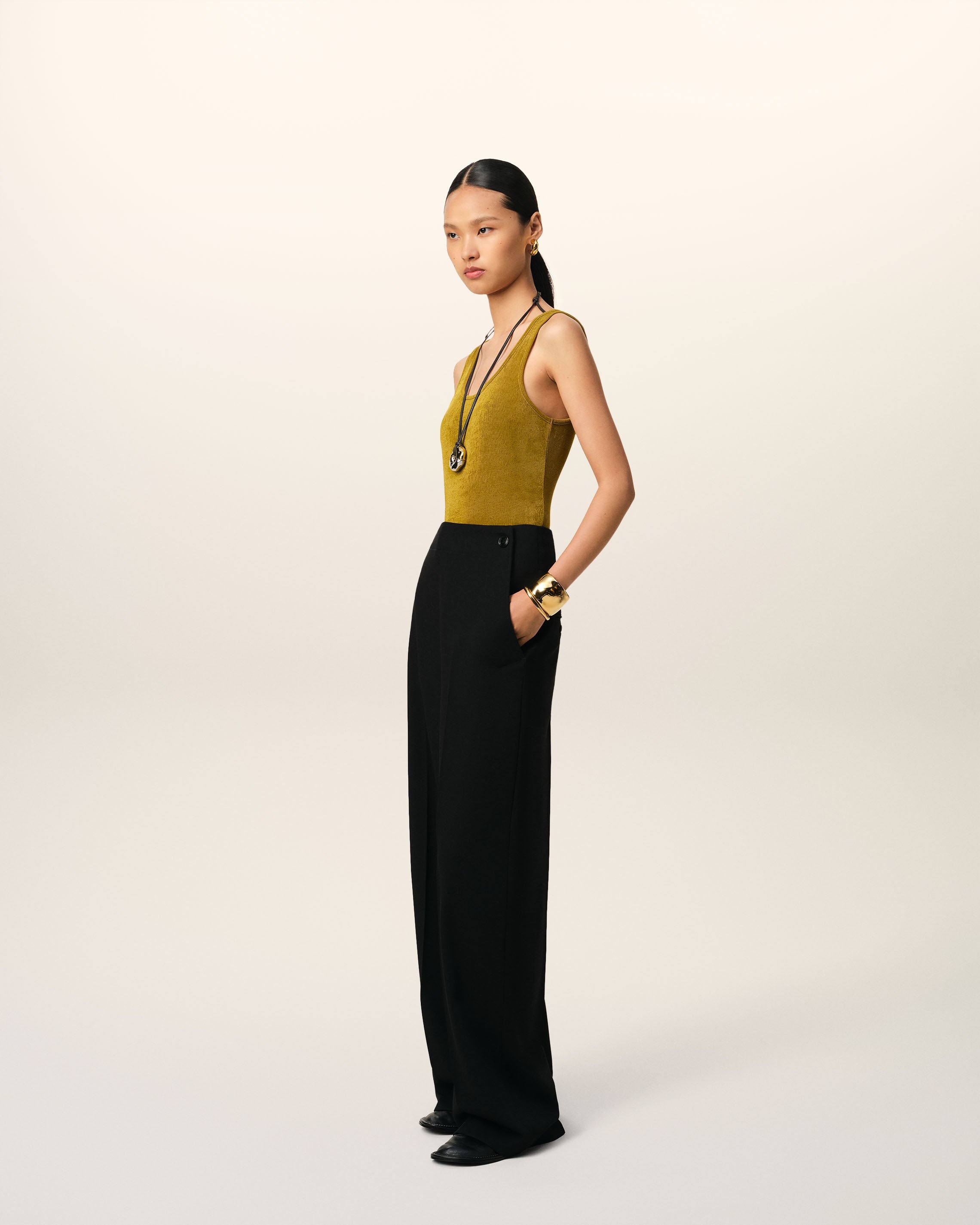 BLACK WOOL SAILOR TROUSERS - 6