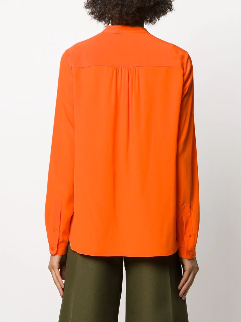 band-collar long-sleeve silk shirt - 4