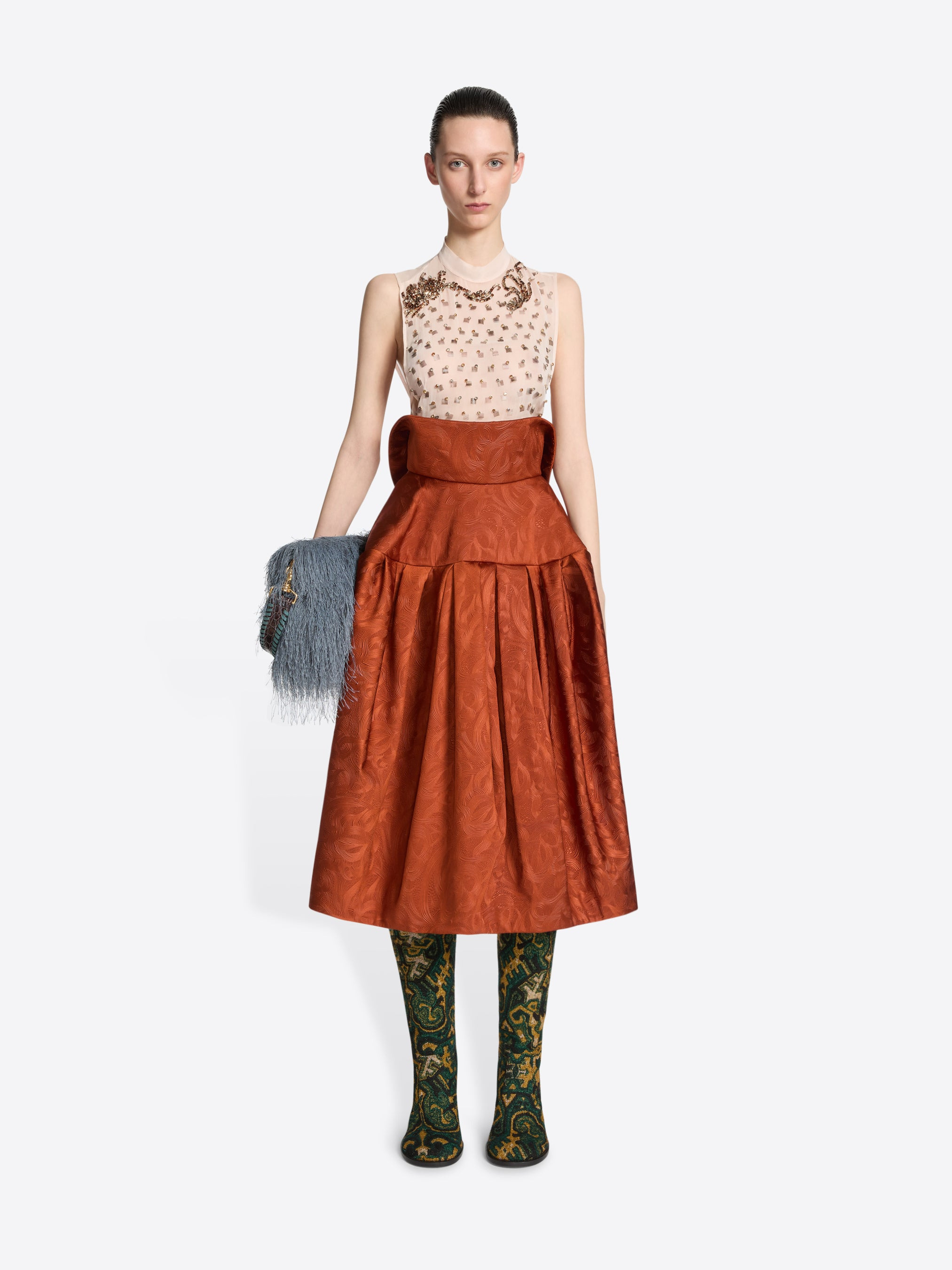 HIGH WAISTED JACQUARD SKIRT - 2