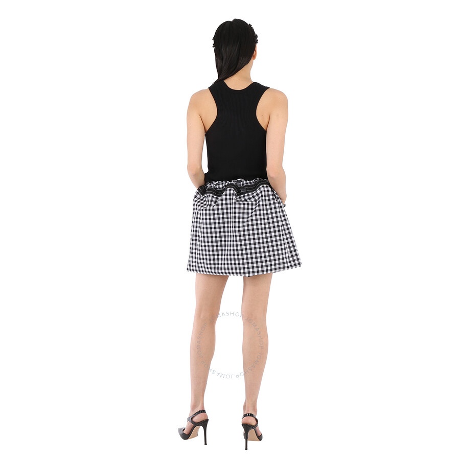 Burberry Ladies Black Convertible Mixed Media Gingham Dress - 5