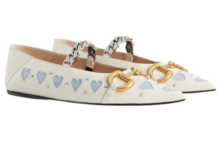 (WMNS) Gucci Lovelight flat with Horsebit 'White Blue' 713868-BKO60-9042 - 2