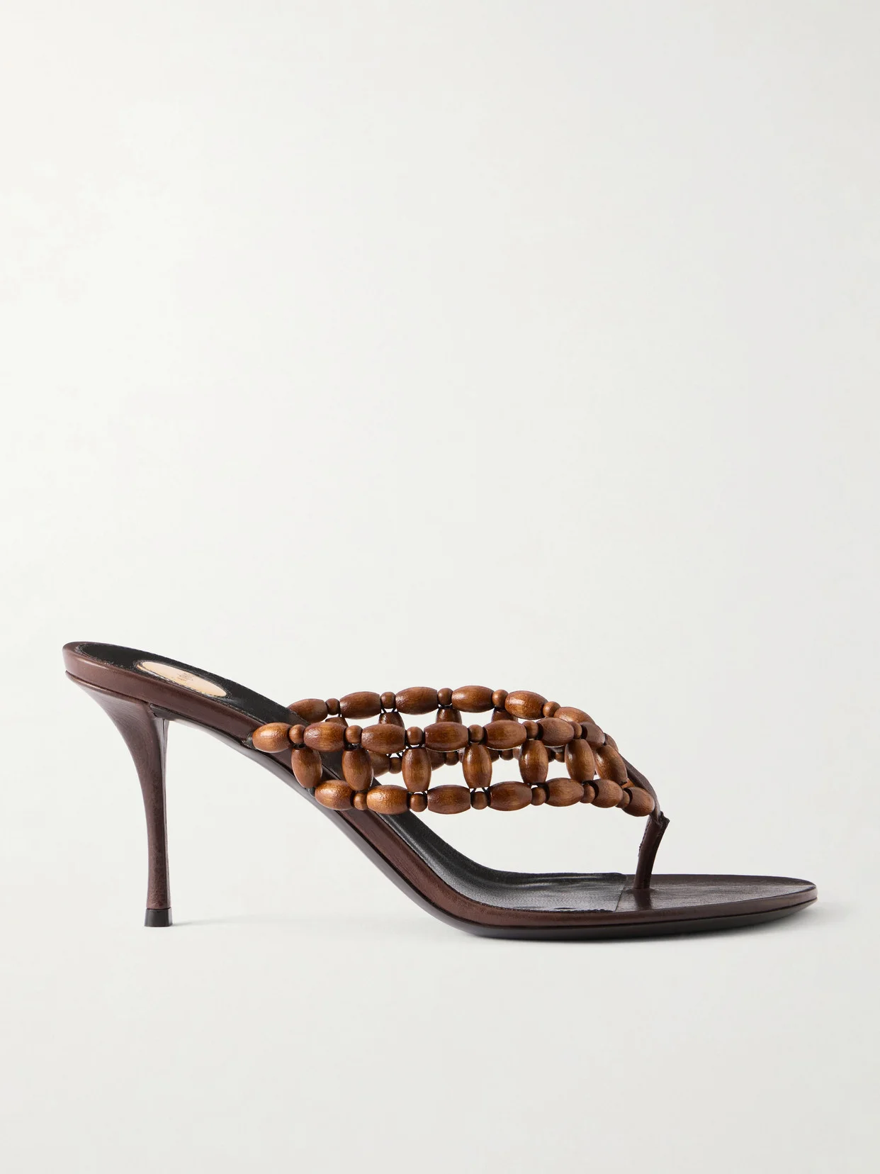 Zina 75 Leather-trimmed Wood Sandals - 1