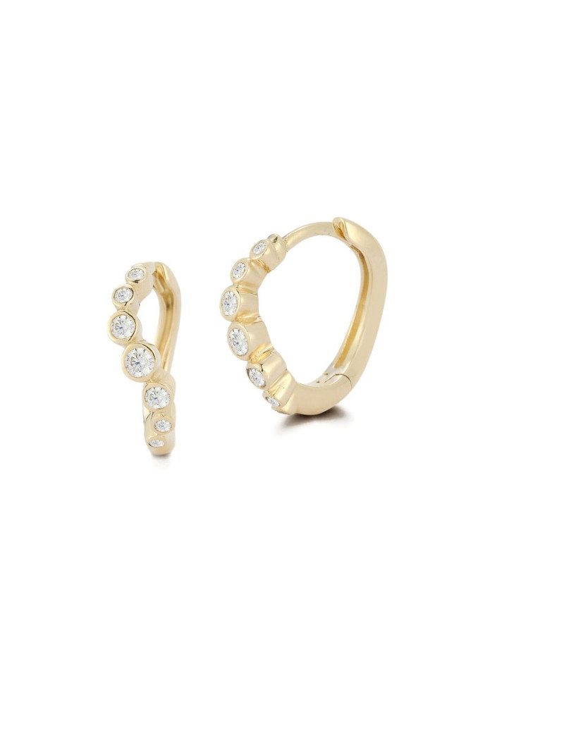 MATEO 14k yellow diamond bezel wave earrings outlook