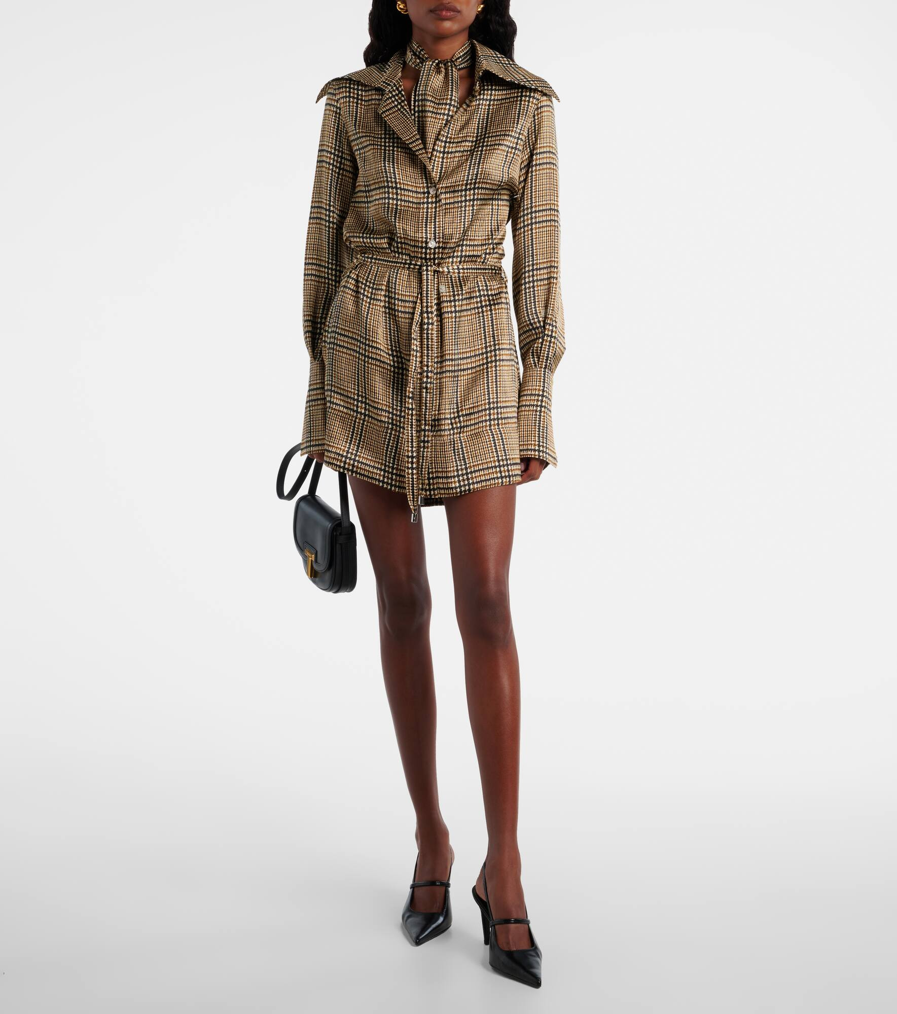 Prince of Wales check silk shirt dress - 2