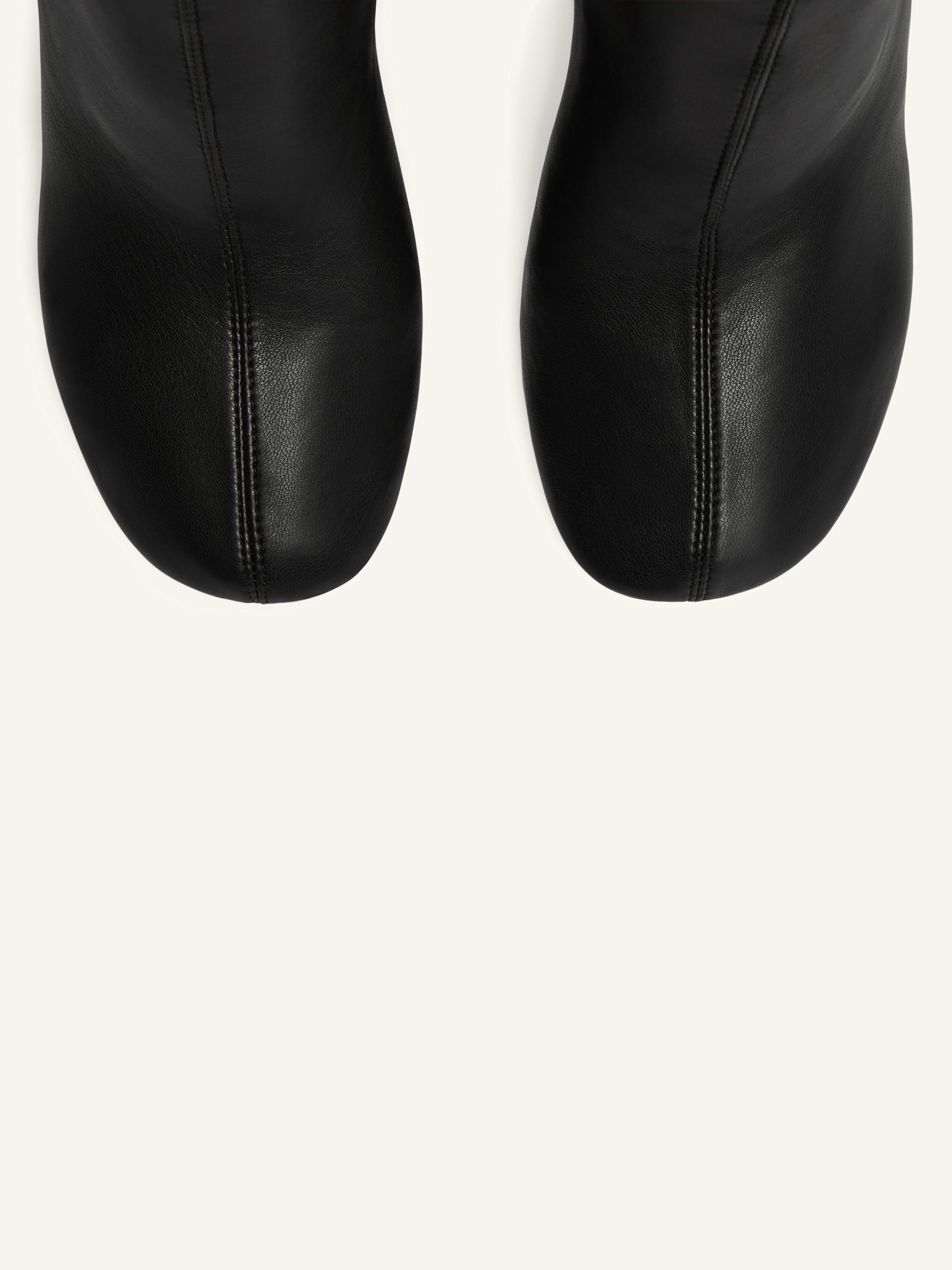 OBLIQUE STRETCH LEATHER EFFECT THIGH BOOTS - 4