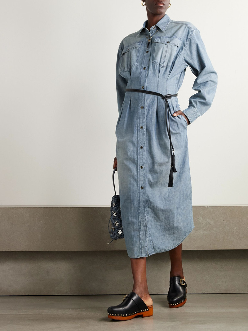 Isabel Marant Étoile Nolwen cotton-chambray midi shirt dress Blue outlook