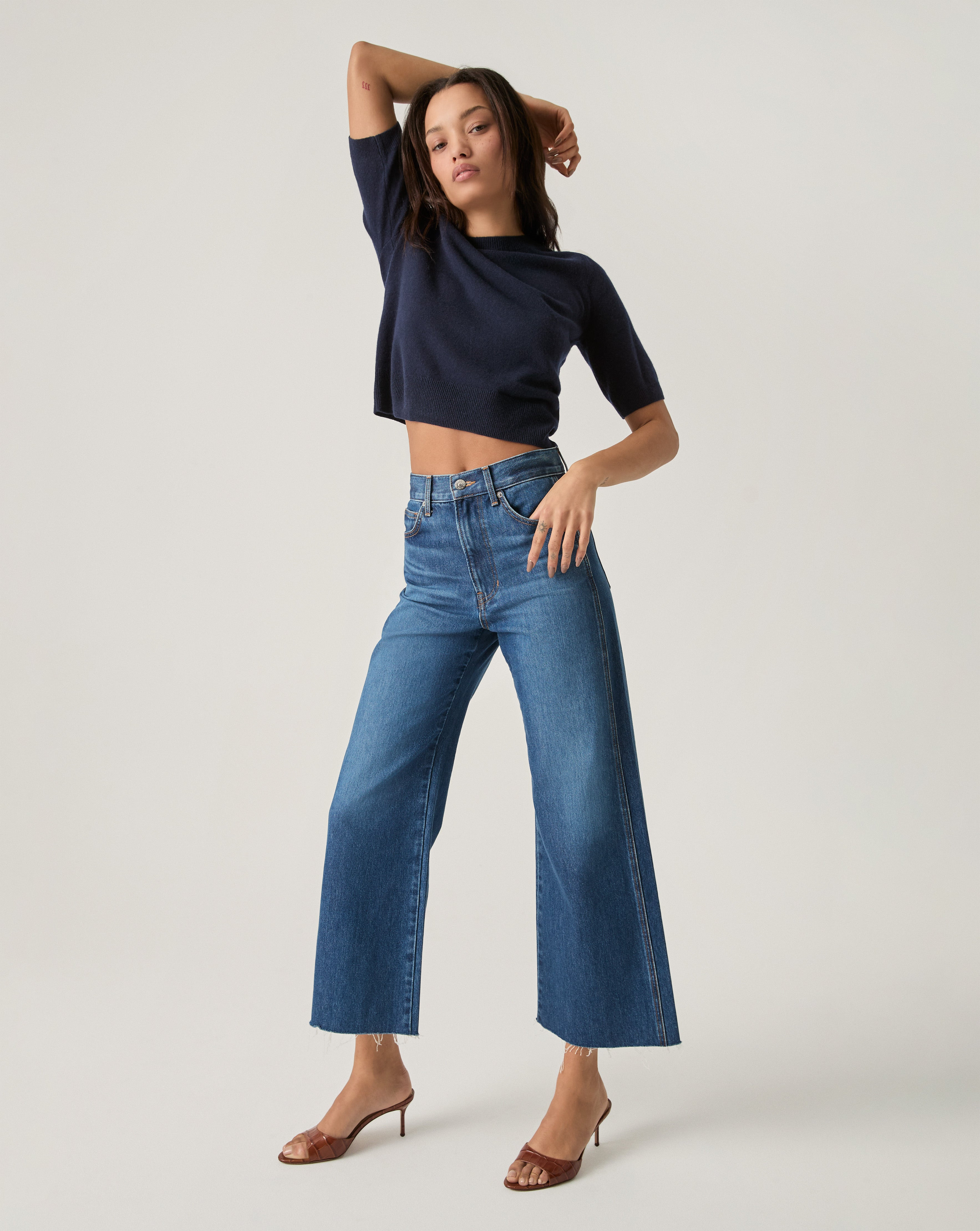 TAYLOR CROPPED HIGH RISE WIDE LEG JEAN - 8