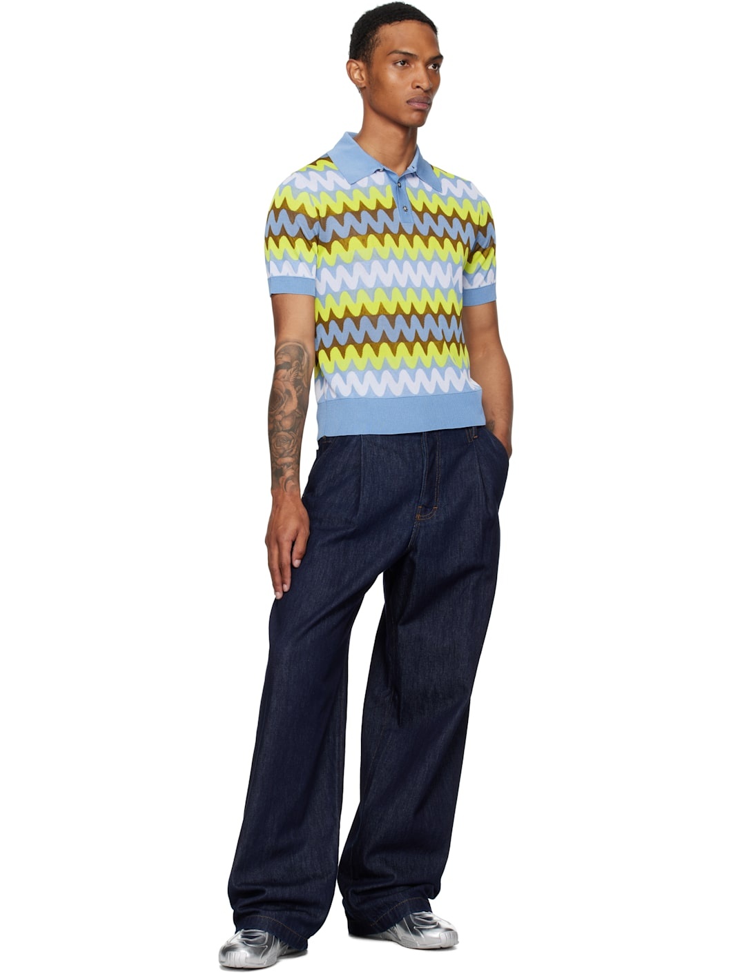 Multicolor Wave Knit Polo - 4