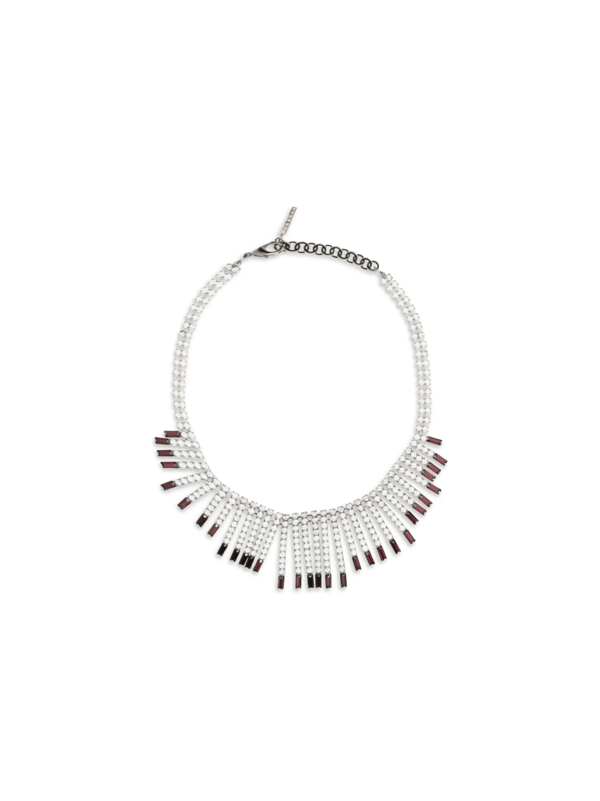 Alessandra Rich Crystal Fringe Necklace Purple Silver - 1