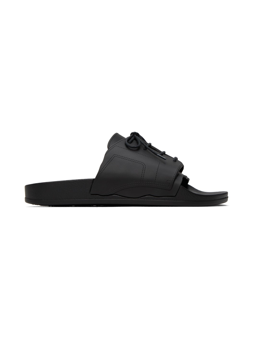 Black Lace-Up Slides - 1