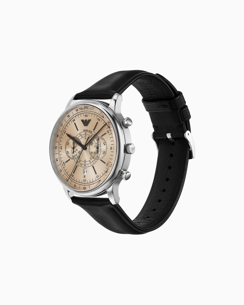 EMPORIO ARMANI CHRONOGRAPH TELEMETER BLACK LEATHER WATCH outlook
