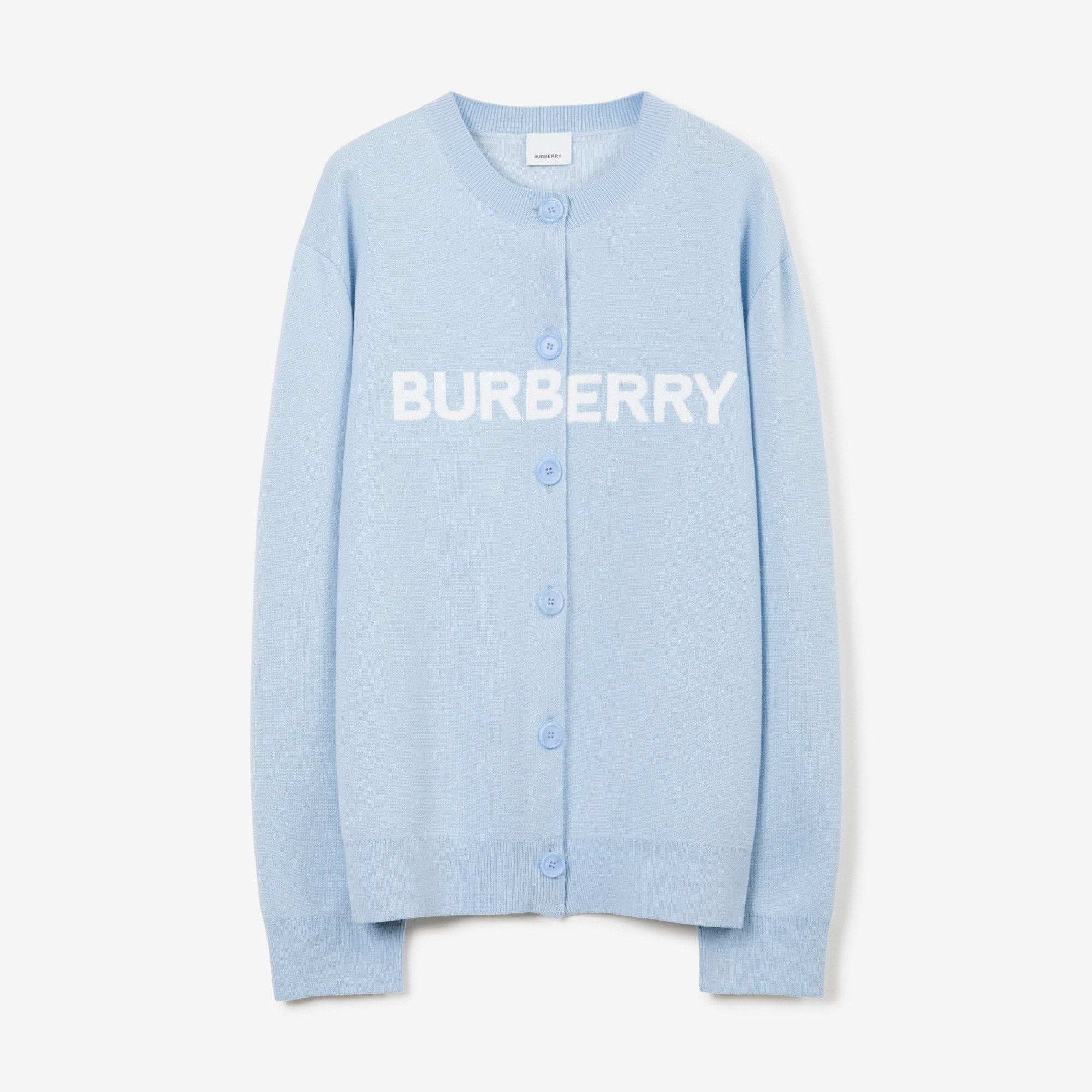 Logo Wool Cotton Jacquard Oversized Cardigan - 1