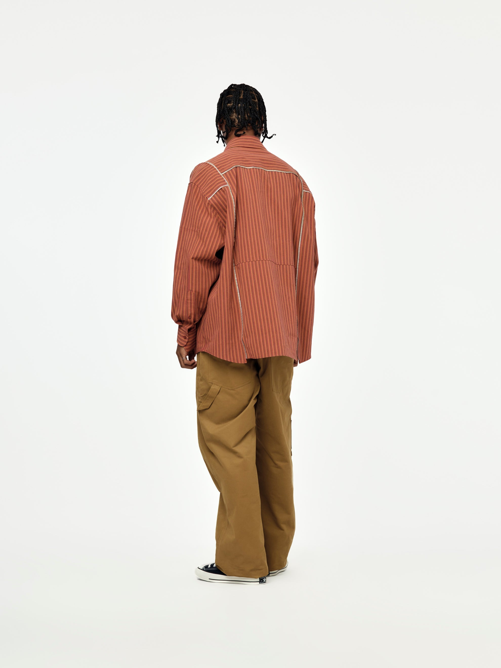 STRIPE CUT OVERSHIRT (RED/YELLOW) - 5