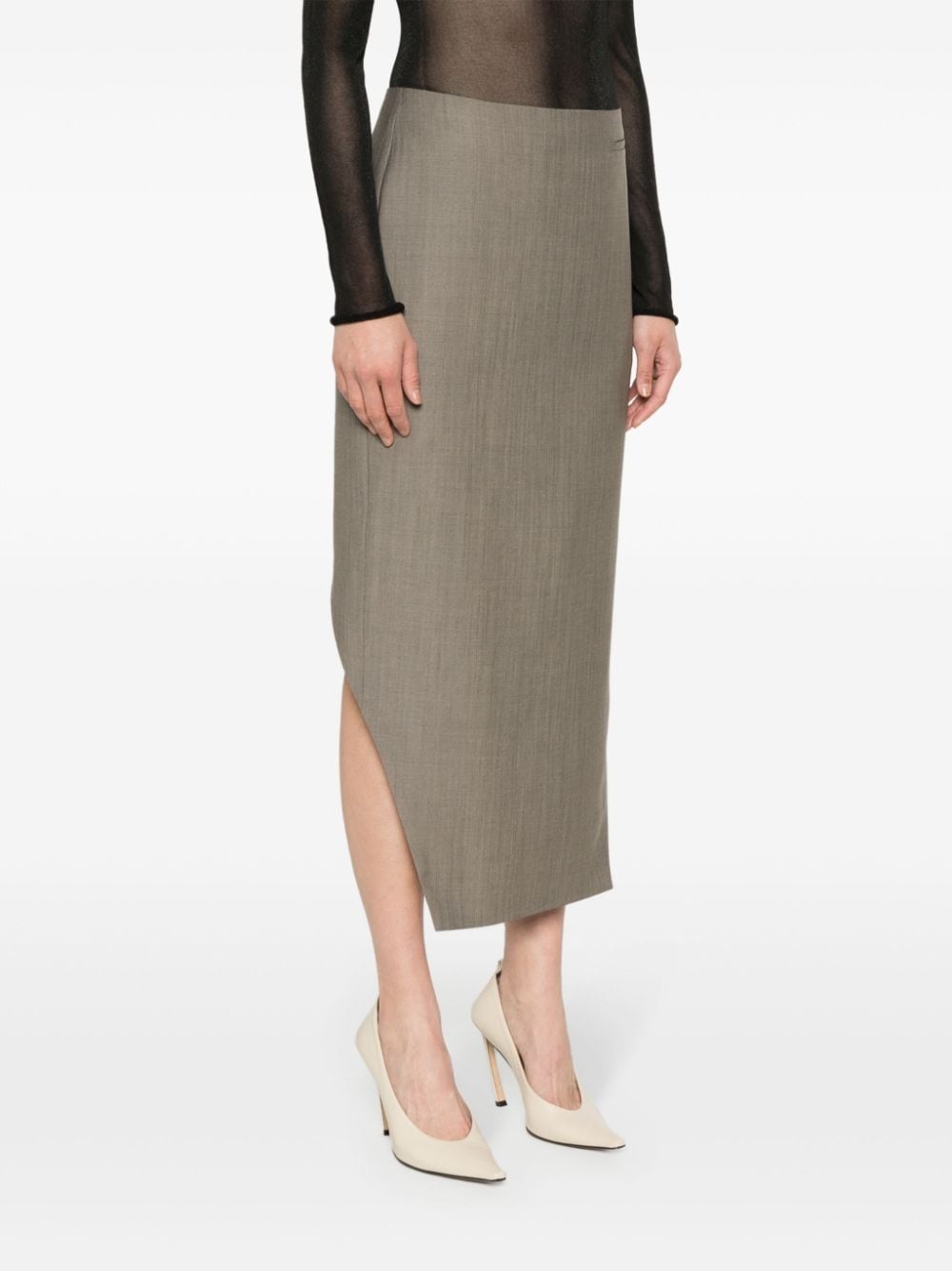 high-low hem wool skirt - 3
